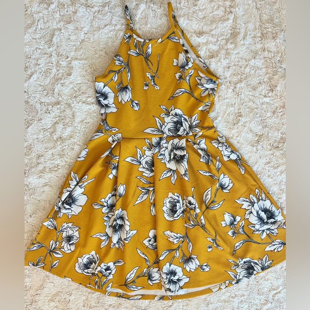 Floral Yellow Skater Dress